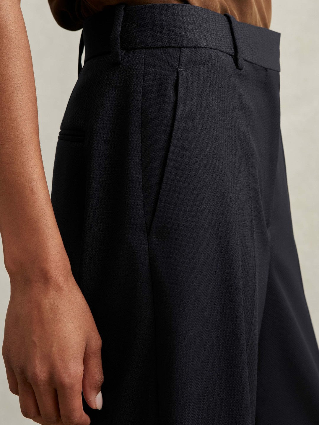 Petite Wool-Blend Wide-Leg Suit Trousers Navy | Women