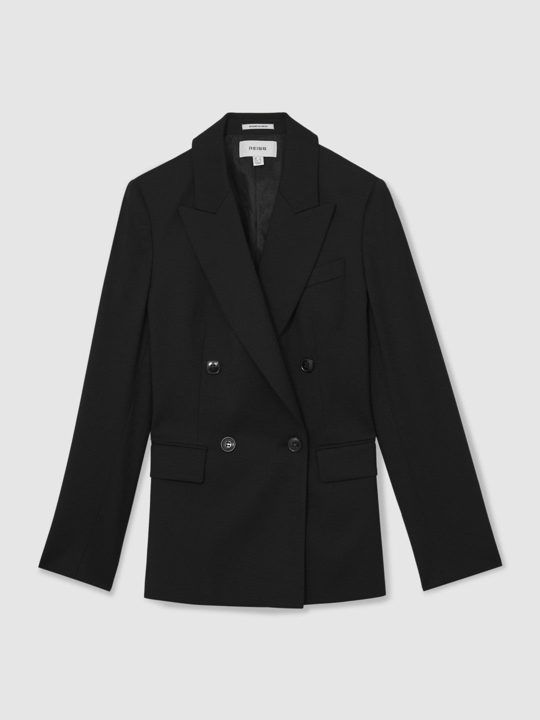 Petite Wool Blend Double Breasted Suit Blazer Black | Women