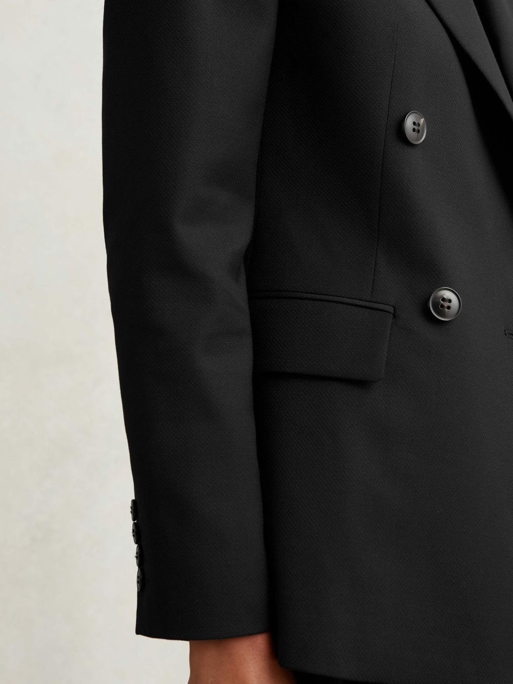 Petite Wool Blend Double Breasted Suit Blazer Black | Women