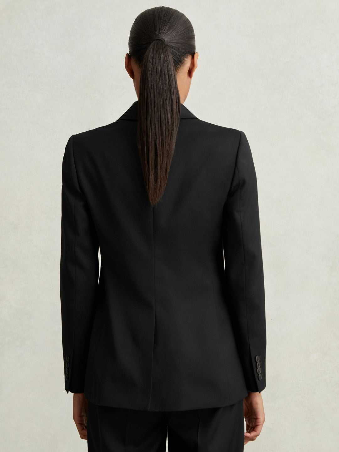 Petite Wool Blend Double Breasted Suit Blazer Black | Women