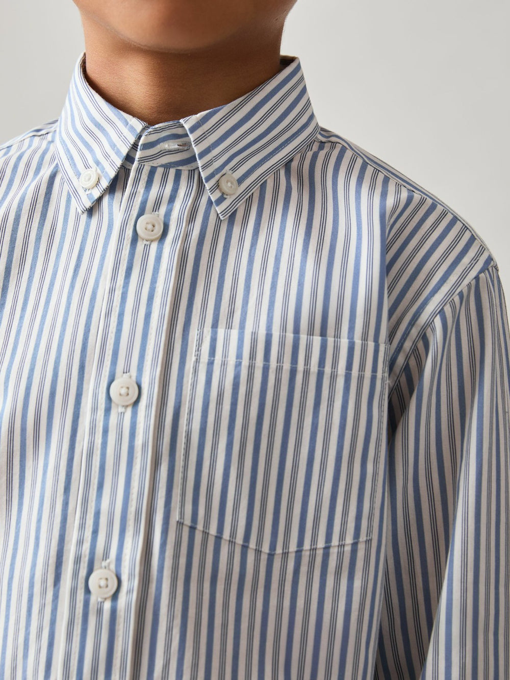 9-13 yrs Cotton-Poplin Striped Oversize Shirt Blue/White | Children & Baby