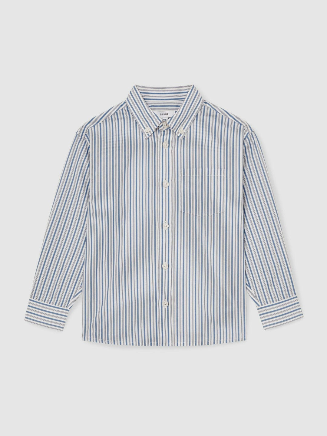 9-13 yrs Cotton-Poplin Striped Oversize Shirt Blue/White | Children & Baby