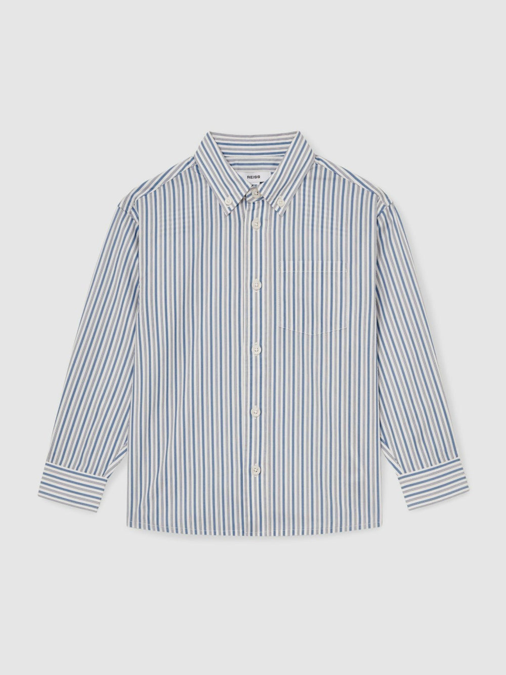 9-13 yrs Cotton-Poplin Striped Oversize Shirt Blue/White | Children & Baby
