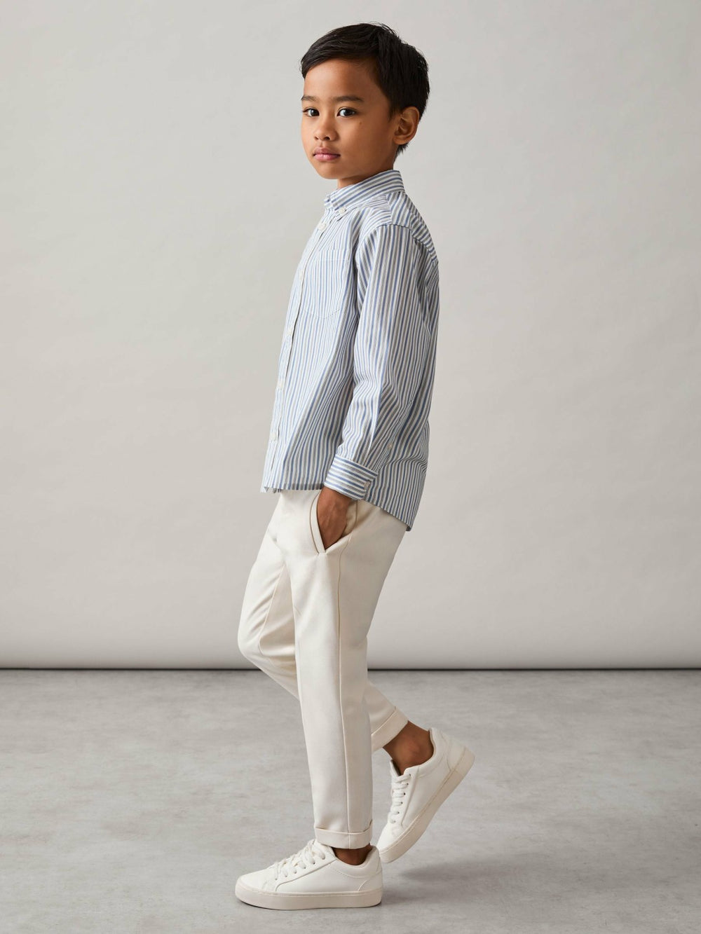 9-13 yrs Cotton-Poplin Striped Oversize Shirt Blue/White | Children & Baby