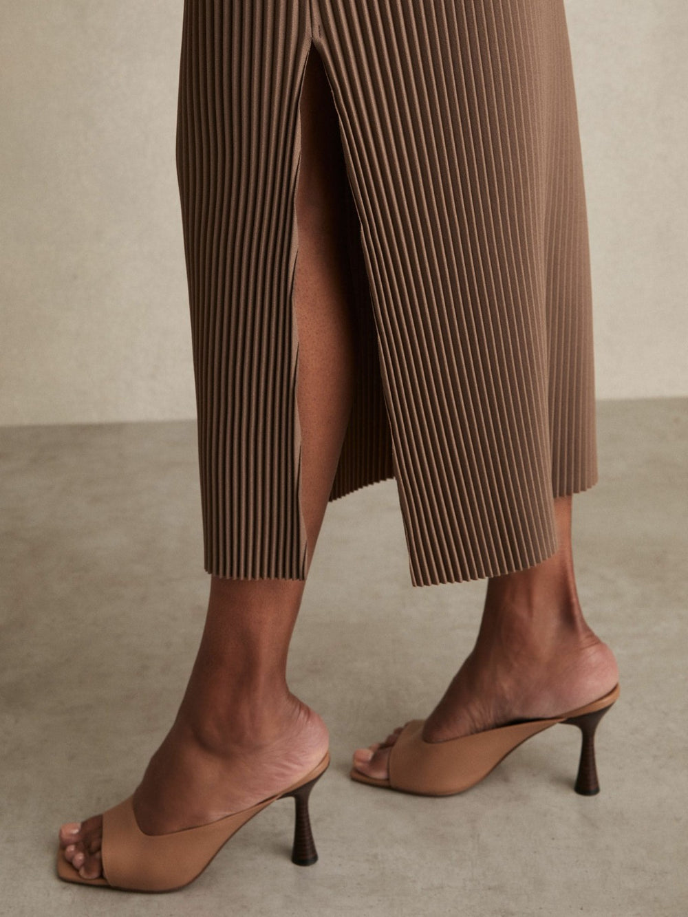 Pleated Jersey Midi Skirt Chocolate | Women