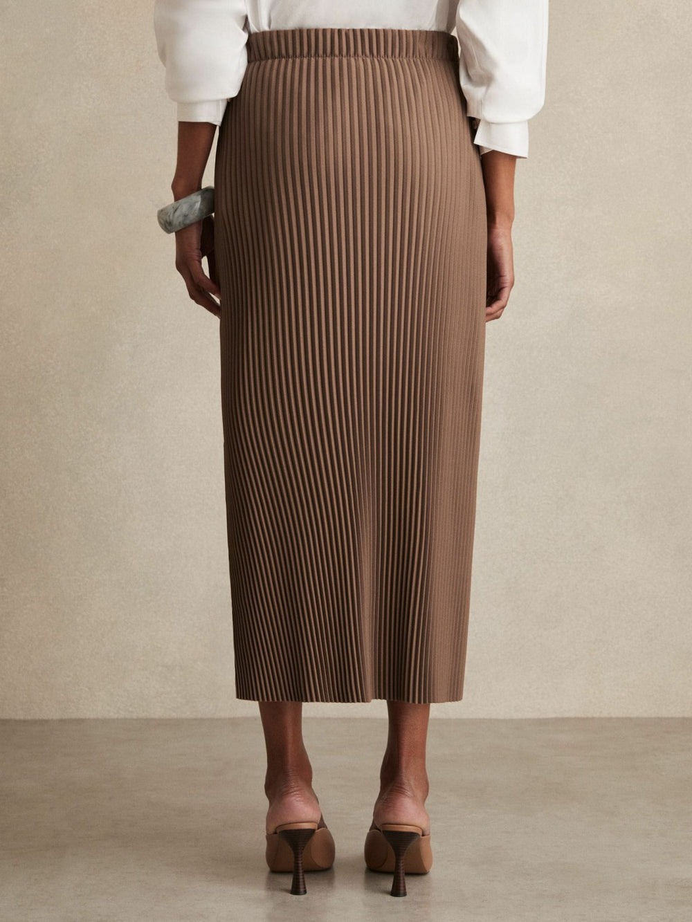 Pleated Jersey Midi Skirt Chocolate | Women