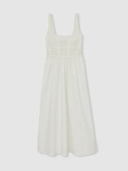 Perforated-Knit Cotton-Skirt Midi Dress Ivory | Women
