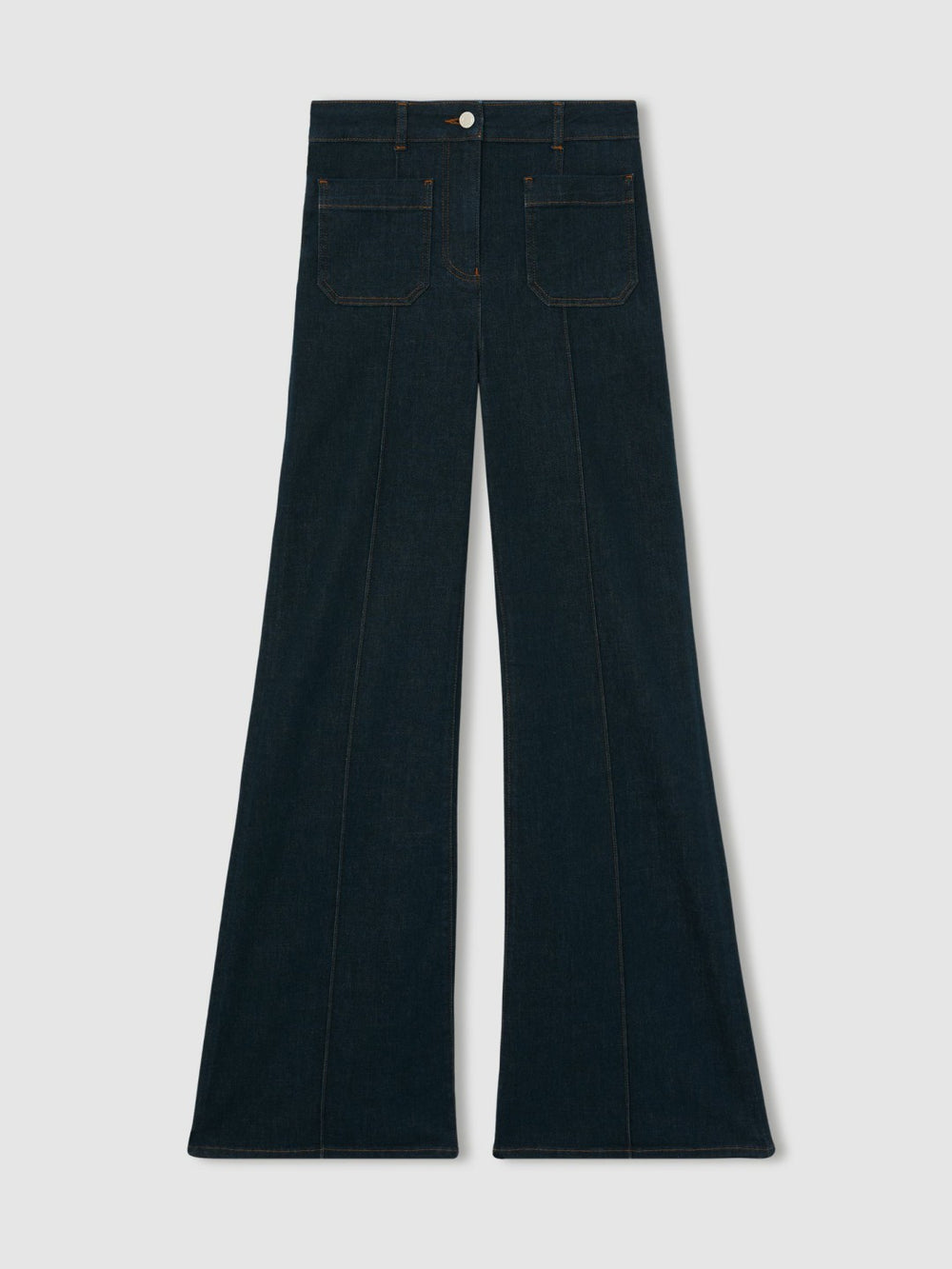 Petite Patch-Pocket Flared Jeans Dark Blue | Women