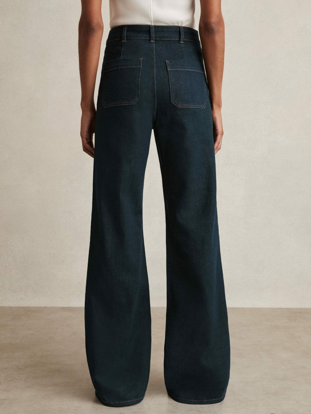 Petite Patch-Pocket Flared Jeans Dark Blue | Women