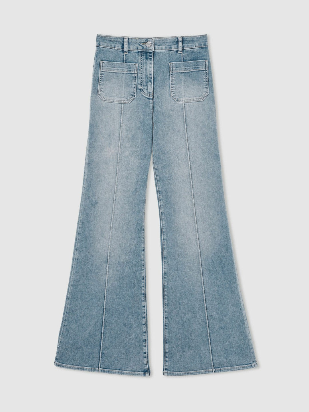 Petite Patch-Pocket Flared Jeans Light Blue | Women