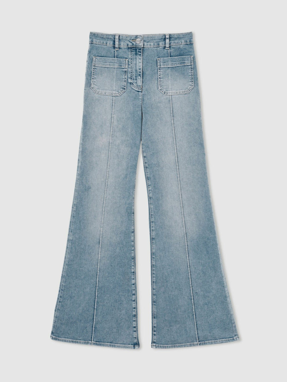 Petite Patch-Pocket Flared Jeans Light Blue | Women
