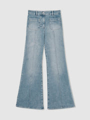 Petite Patch-Pocket Flared Jeans Light Blue | Women