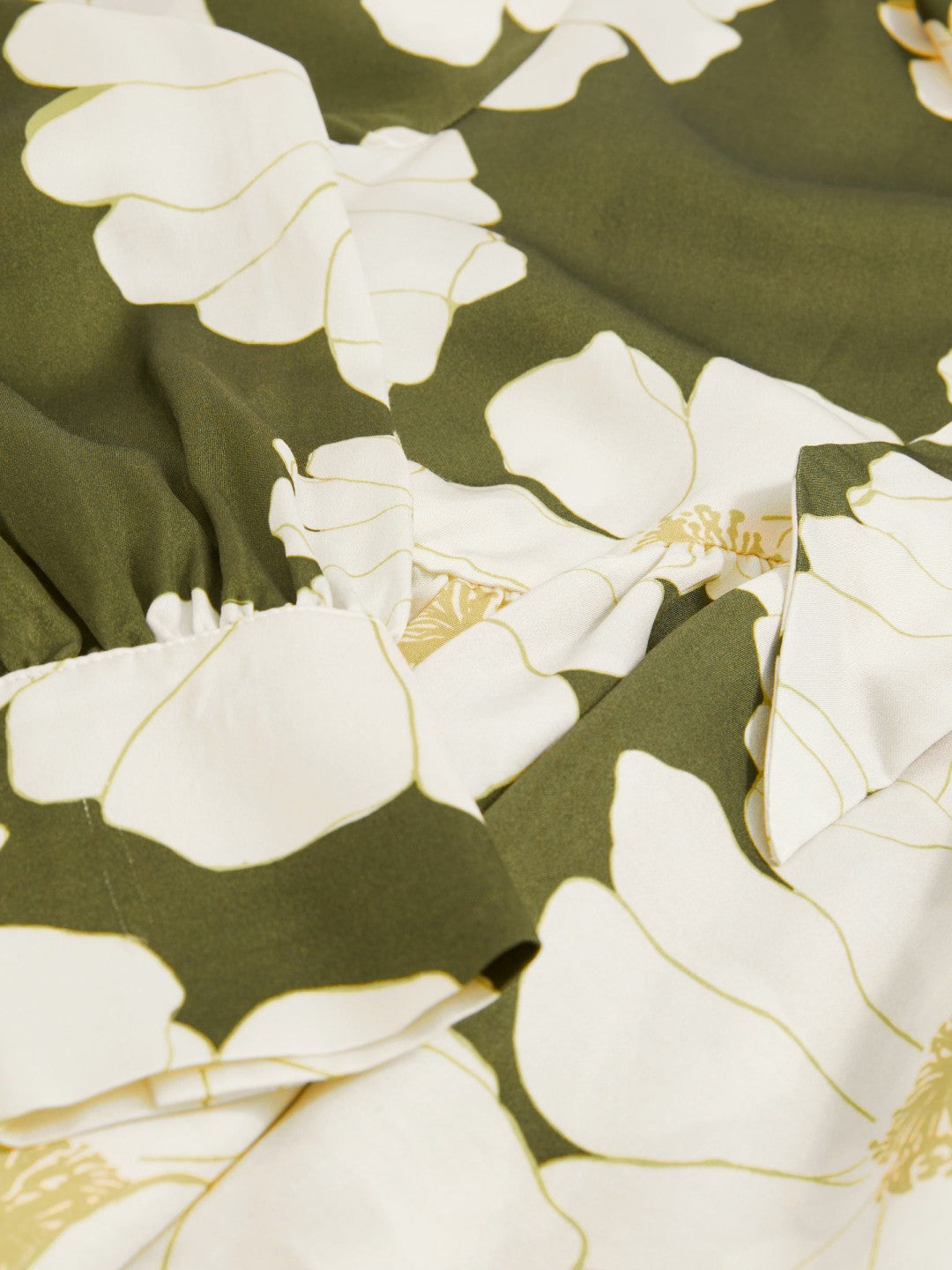 Floral Tie-Neck Swing Blouse Ivory/Green | Women