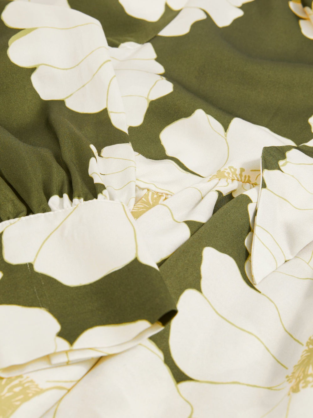 Floral Tie-Neck Swing Blouse Ivory/Green | Women
