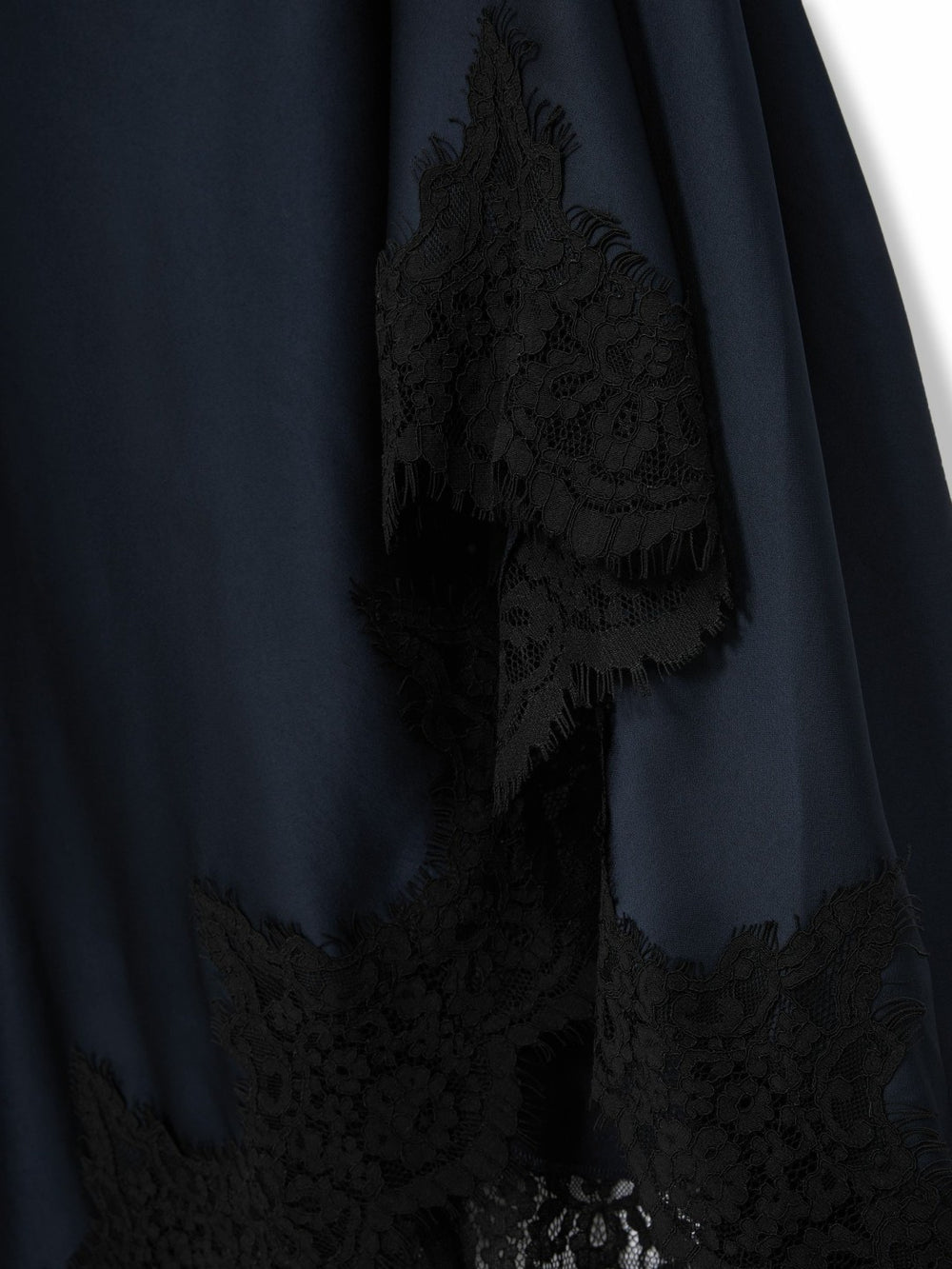 Petite Satin Drape Lace-Trim Dress Navy | Women