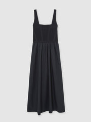 Perforated-Knit Cotton-Skirt Midi Dress Navy | Women