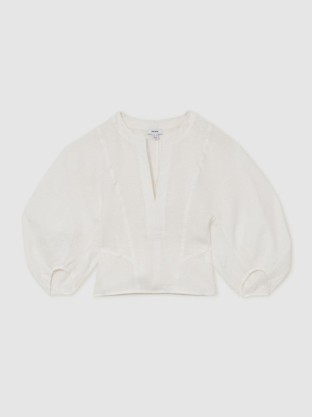 Linen Balloon-Sleeve Top Ivory | Women