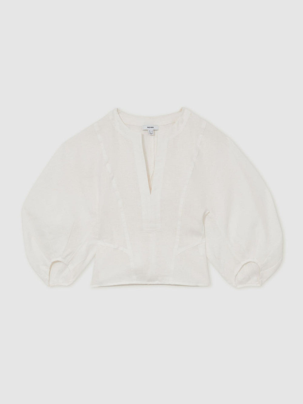 Linen Balloon-Sleeve Top Ivory | Women