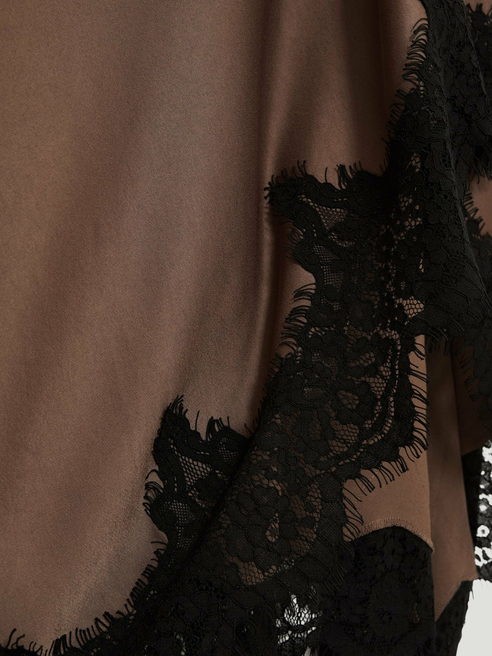 Satin Drape Lace-Trim Dress Mocha Brown | Women