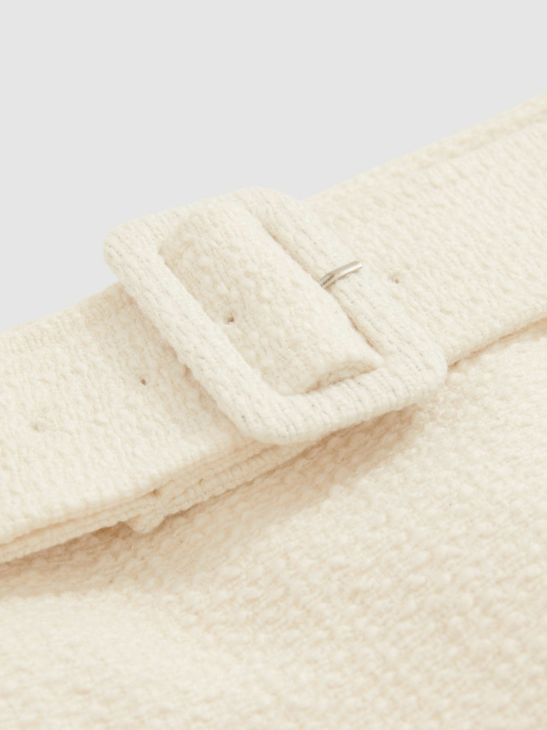 Bouclé Belted Mini Skirt With Wool and Cotton White | Women