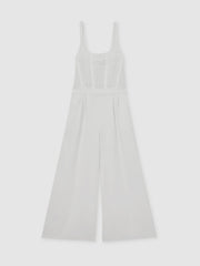 Perforated-Knit Wide-Leg Jumpsuit Ivory | Women