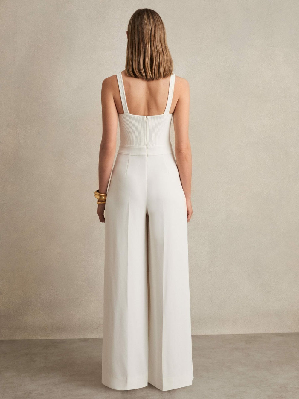 Perforated-Knit Wide-Leg Jumpsuit Ivory | Women