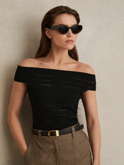 Leather Curved-Buckle Belt Black | Women