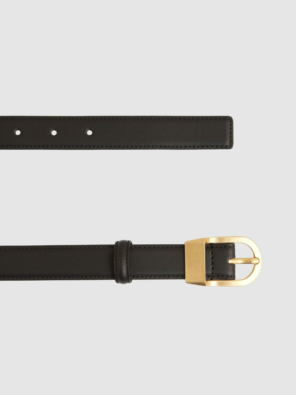 Leather Curved-Buckle Belt Black | Women