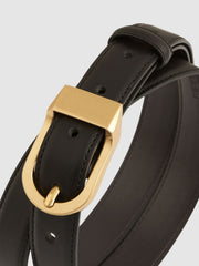 Leather Curved-Buckle Belt Black | Women