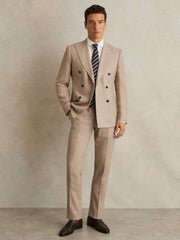 Wool-Blend Slim-Fit Suit Trousers Oatmeal Brown | Men
