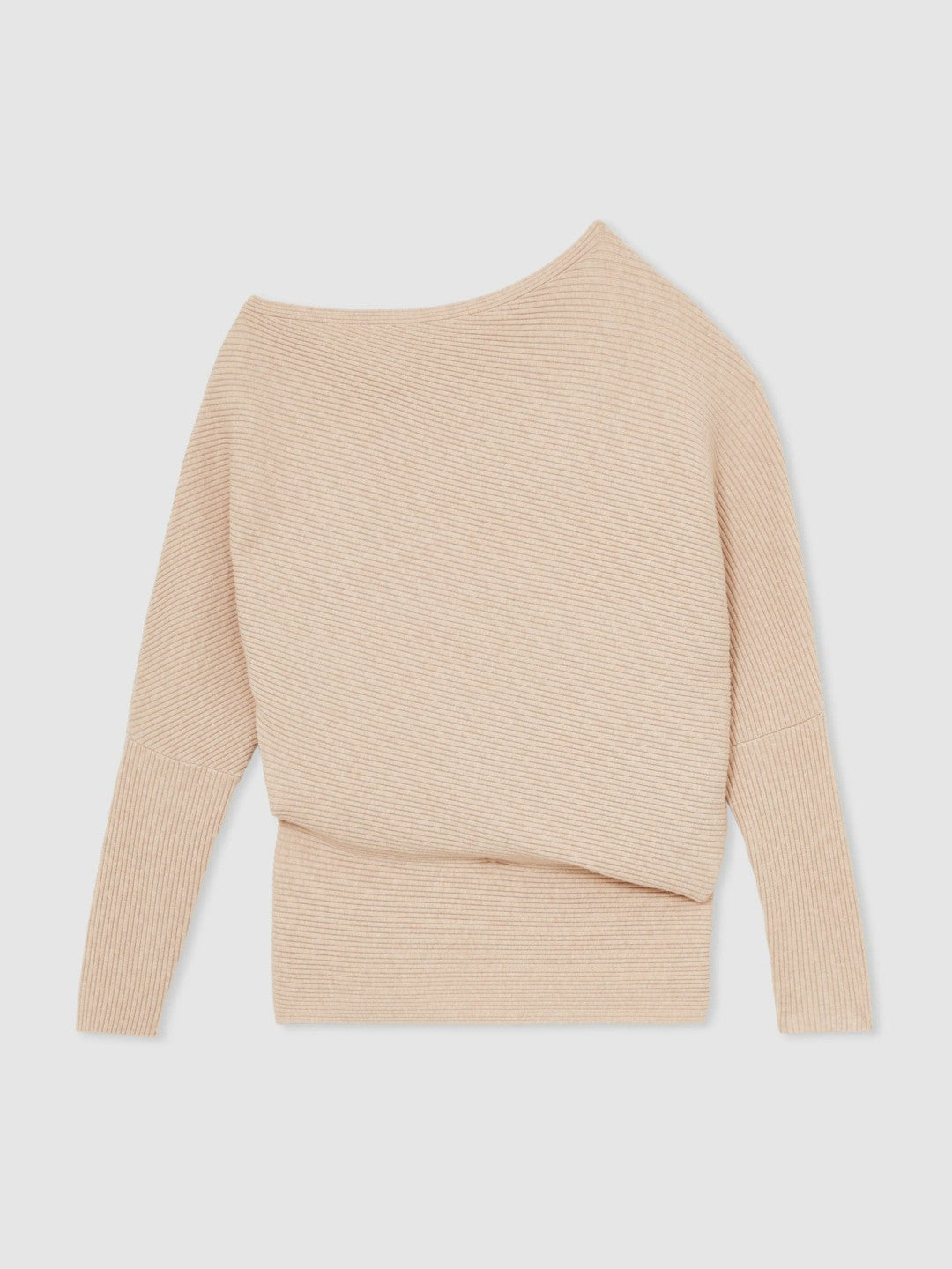 Asymmetric Draped Knitted Jumper Oatmeal Neutral | Women