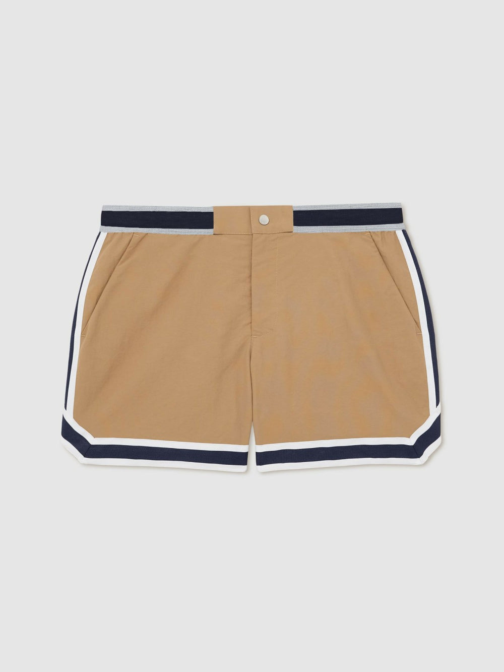 | Ché Stripe-Trim Swim Shorts Camel | Men