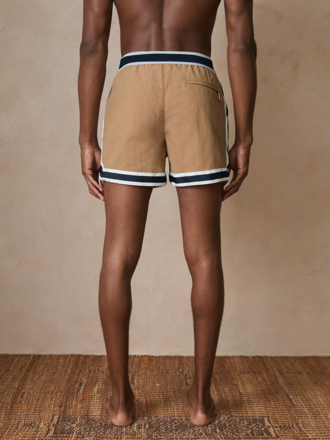 | Ché Stripe-Trim Swim Shorts Camel | Men