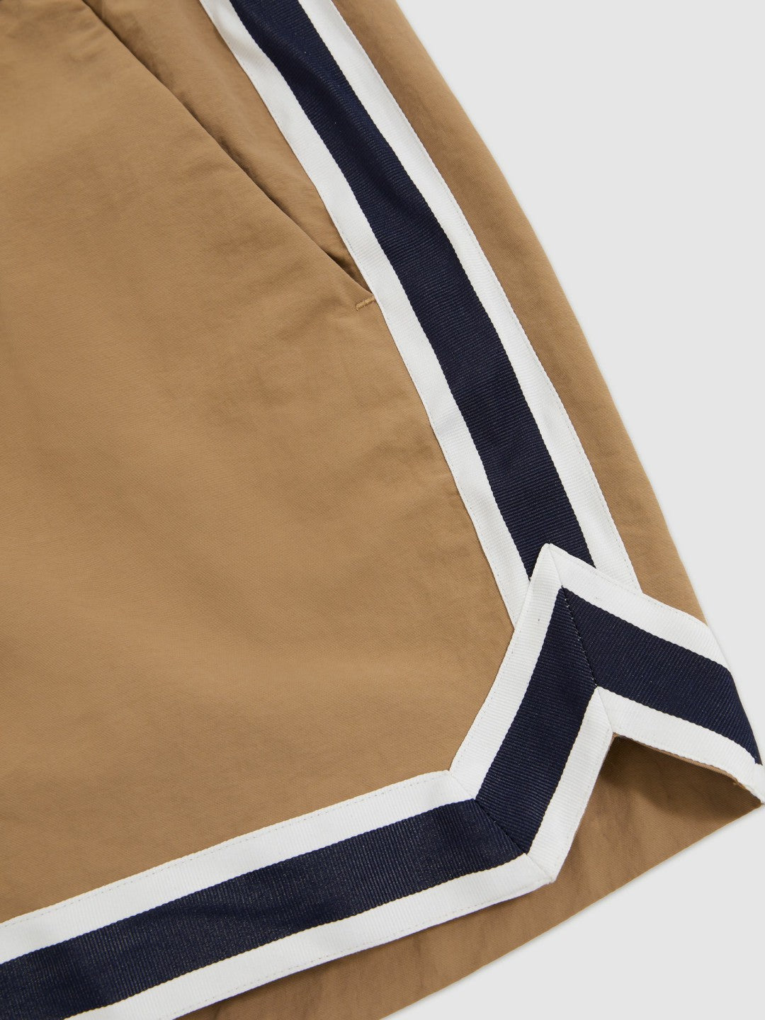 | Ché Stripe-Trim Swim Shorts Camel | Men