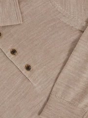 4-9 yrs Merino Wool Long-Sleeve Polo Shirt Wheat Melange | Children & Baby