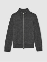 3-9 yrs Merino Wool-Blend Zip-Through Cardigan Derby Grey Melange | Children & Baby