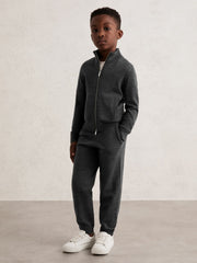 3-9 yrs Merino Wool-Blend Zip-Through Cardigan Derby Grey Melange | Children & Baby