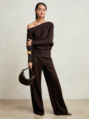 Asymmetric Draped Knitted Jumper Plum | Women