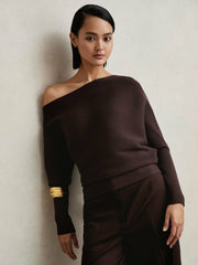Asymmetric Draped Knitted Jumper Plum | Women