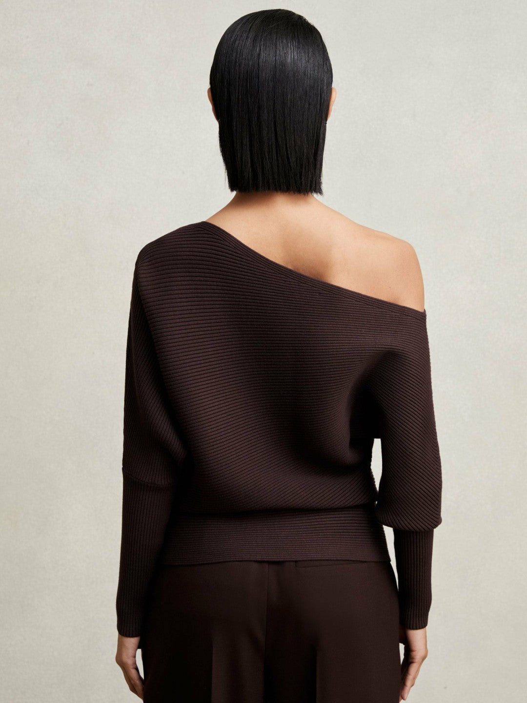Asymmetric Draped Knitted Jumper Plum | Women