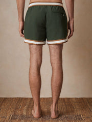 | Ché Stripe-Trim Swim Shorts Pine Green | Men