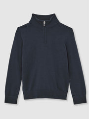 9-13 yrs Merino Wool Half-Zip Funnel Neck Jumper Midnight Navy | Children & Baby