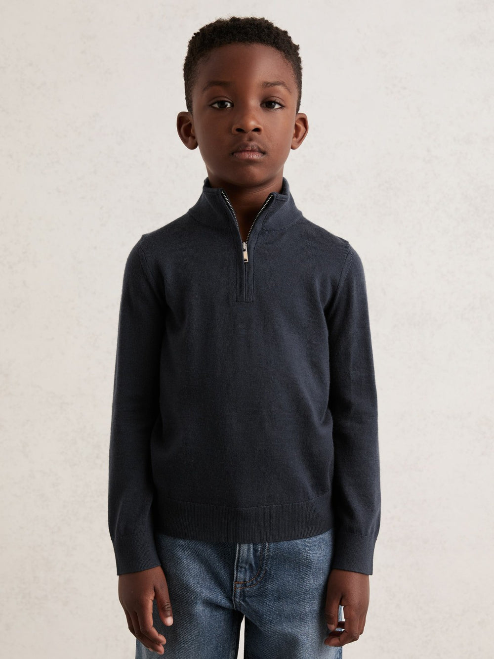 9-13 yrs Merino Wool Half-Zip Funnel Neck Jumper Midnight Navy | Children & Baby