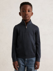 9-13 yrs Merino Wool Half-Zip Funnel Neck Jumper Midnight Navy | Children & Baby