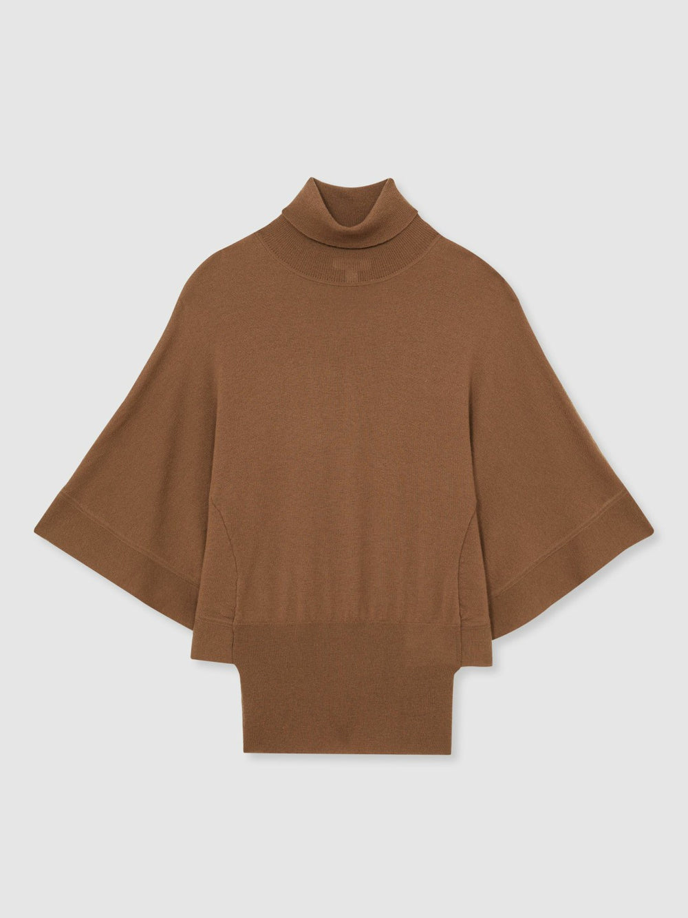 Merino Wool Batwing Roll-Neck Jumper Tan | Women