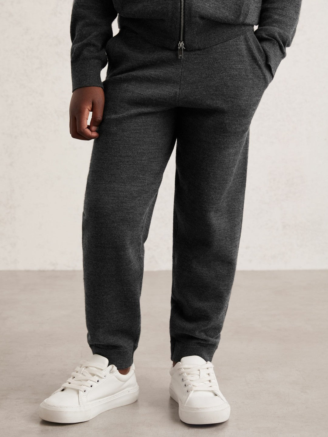 9-13 yrs Merino Wool Cuffed Joggers Derby Grey Melange | Children & Baby