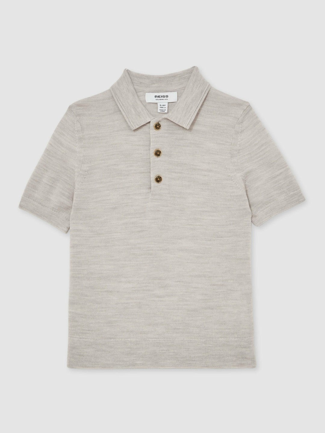 3-9 yrs Merino Wool Short Sleeve Polo Shirt Wicker Melange | Children & Baby