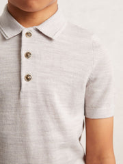 3-9 yrs Merino Wool Short Sleeve Polo Shirt Wicker Melange | Children & Baby