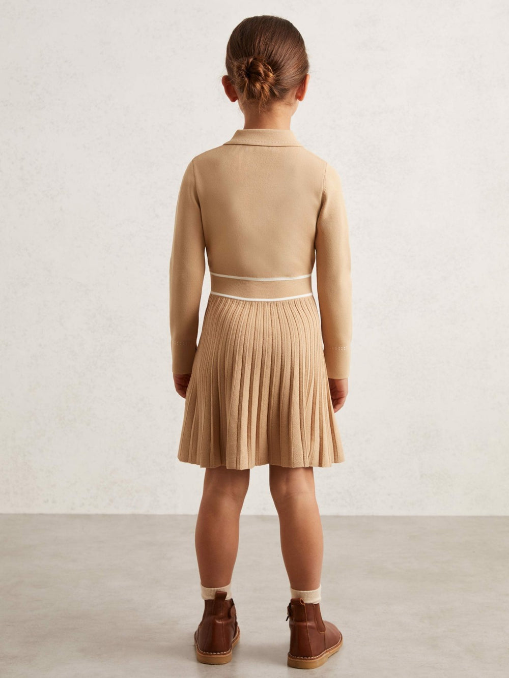 13-14 yrs Button-Detail Stripe Knitted Dress Camel | Children & Baby