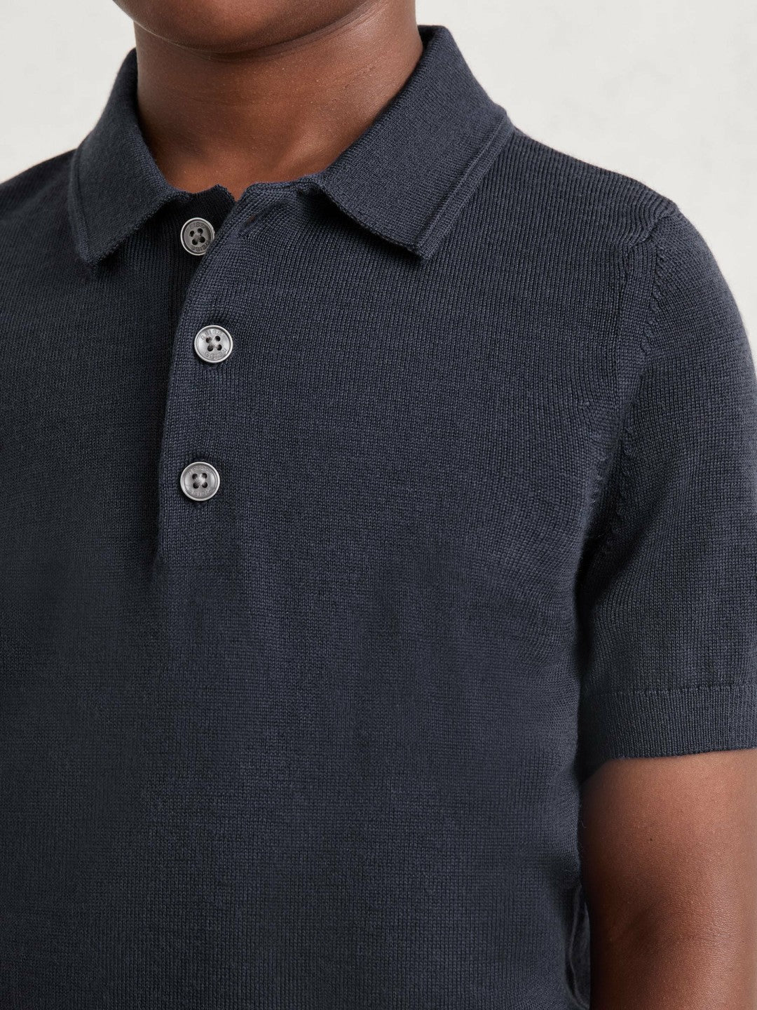 3-9 yrs Merino Wool Short Sleeve Polo Shirt Midnight Navy | Children & Baby